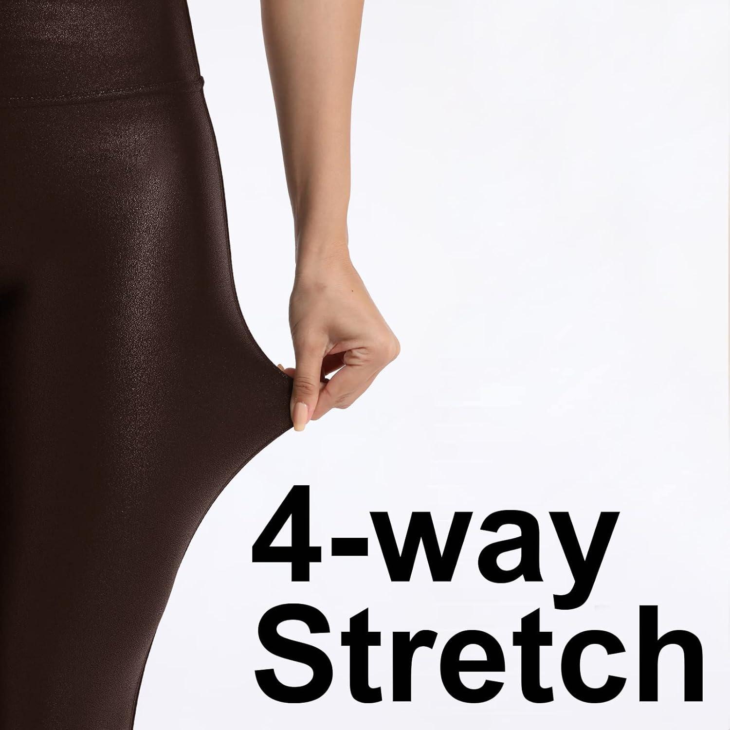imageTagoo Faux Leather Leggings for Women Tummy Control Dressy Leggings High Waisted Pleather Pants Disco OutfitsBrown