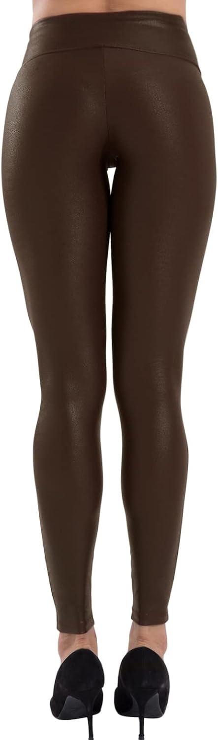 imageTagoo Faux Leather Leggings for Women Tummy Control Dressy Leggings High Waisted Pleather Pants Disco OutfitsBrown