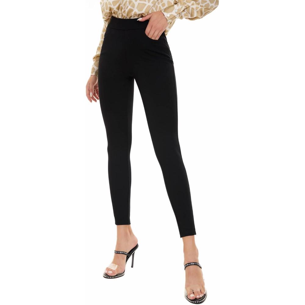 imageTagoo Dress Pants for Women Business Casual High Waisted Stretchy Skinny Office Work Ponte Leggings with PocketsBlack
