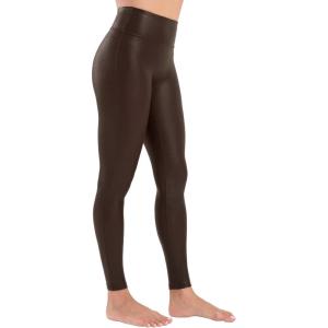 Tagoo Faux Leather Leggings for Women Tummy Control Dressy Leggings High Waisted Pleather Pants Disco Outfits(Brown)
