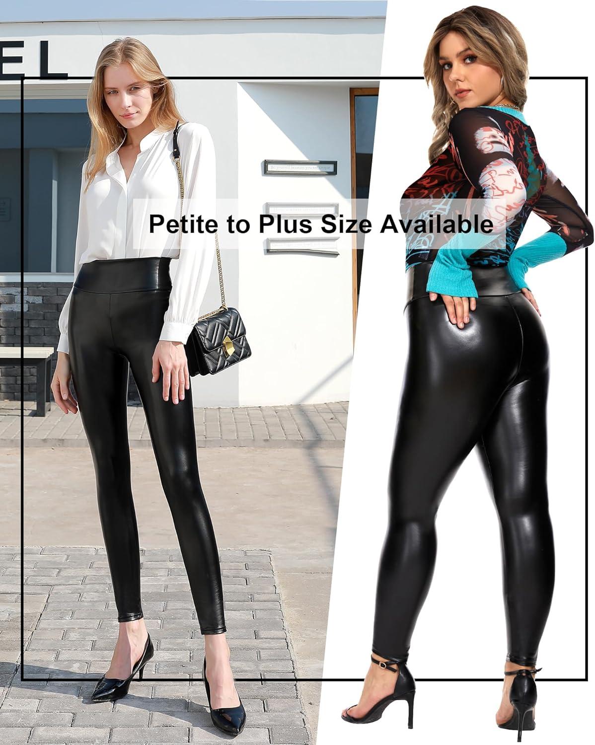 imageTagoo Womens Stretchy Faux Leather Leggings Pants Sexy Red High Waisted Tights