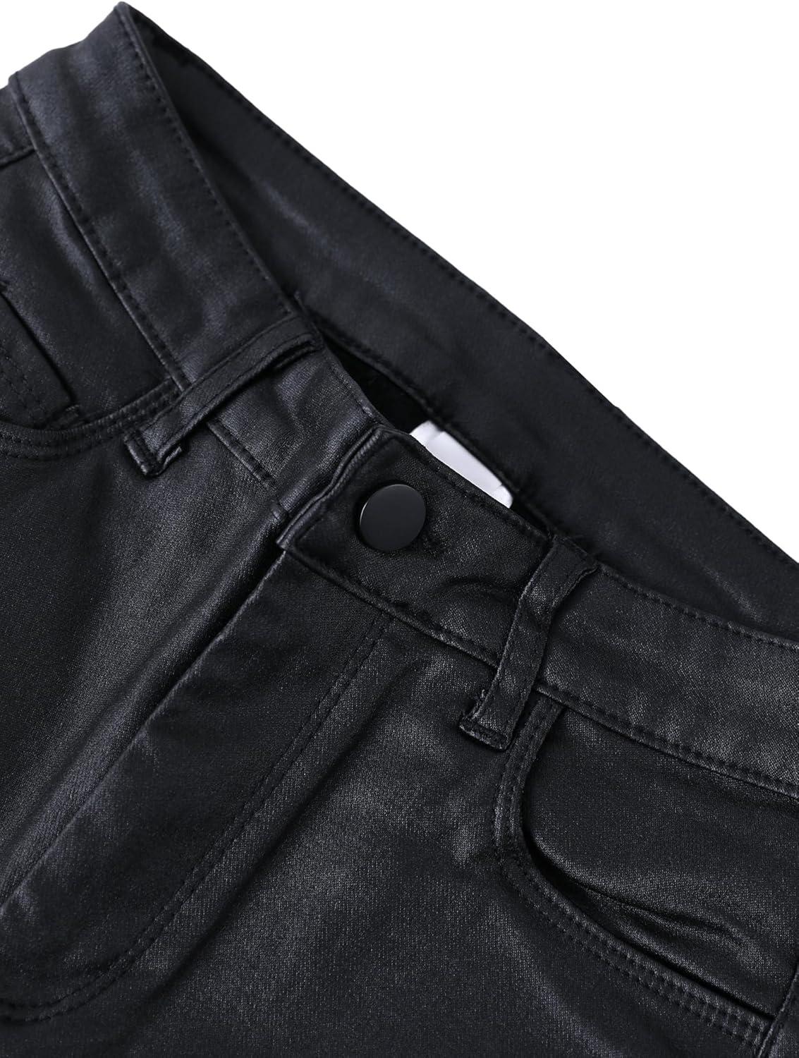 imageBenfoly Leather Pants for Women High Waisted Skinny Tummy Control Thick Thermal Lined Stretch Sexy Push Up Pleather LeggingsAll Black