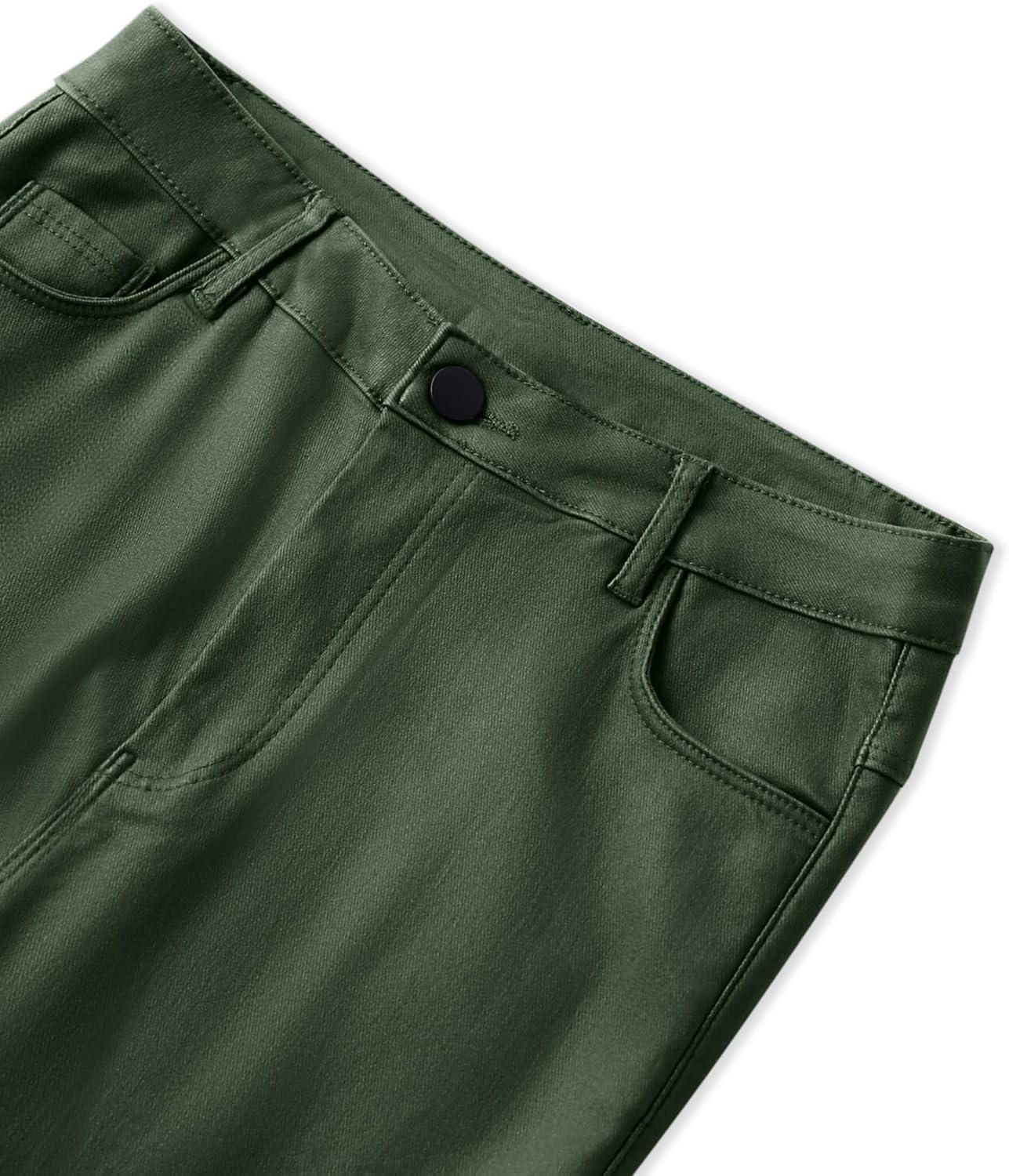 imageBenfoly Leather Pants for Women High Waisted Skinny Tummy Control Thick Thermal Lined Stretch Sexy Push Up Pleather LeggingsArmy Green