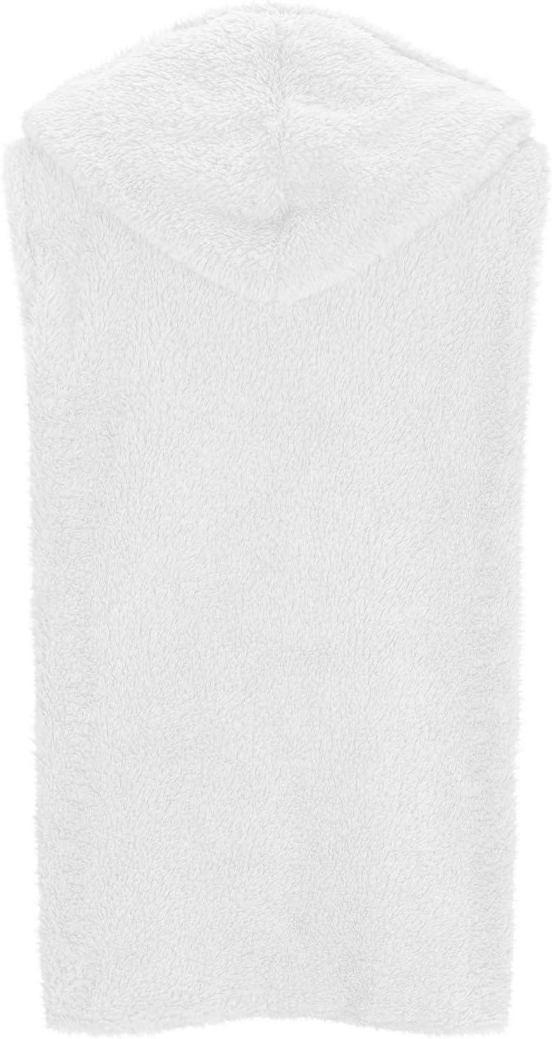 imageWomens Fuzzy Fleece Sherpa Vest Sleeveless Open Front Hooded Vests Faux Fur Warm Winter Jacket Running Vest with PocketsWhite
