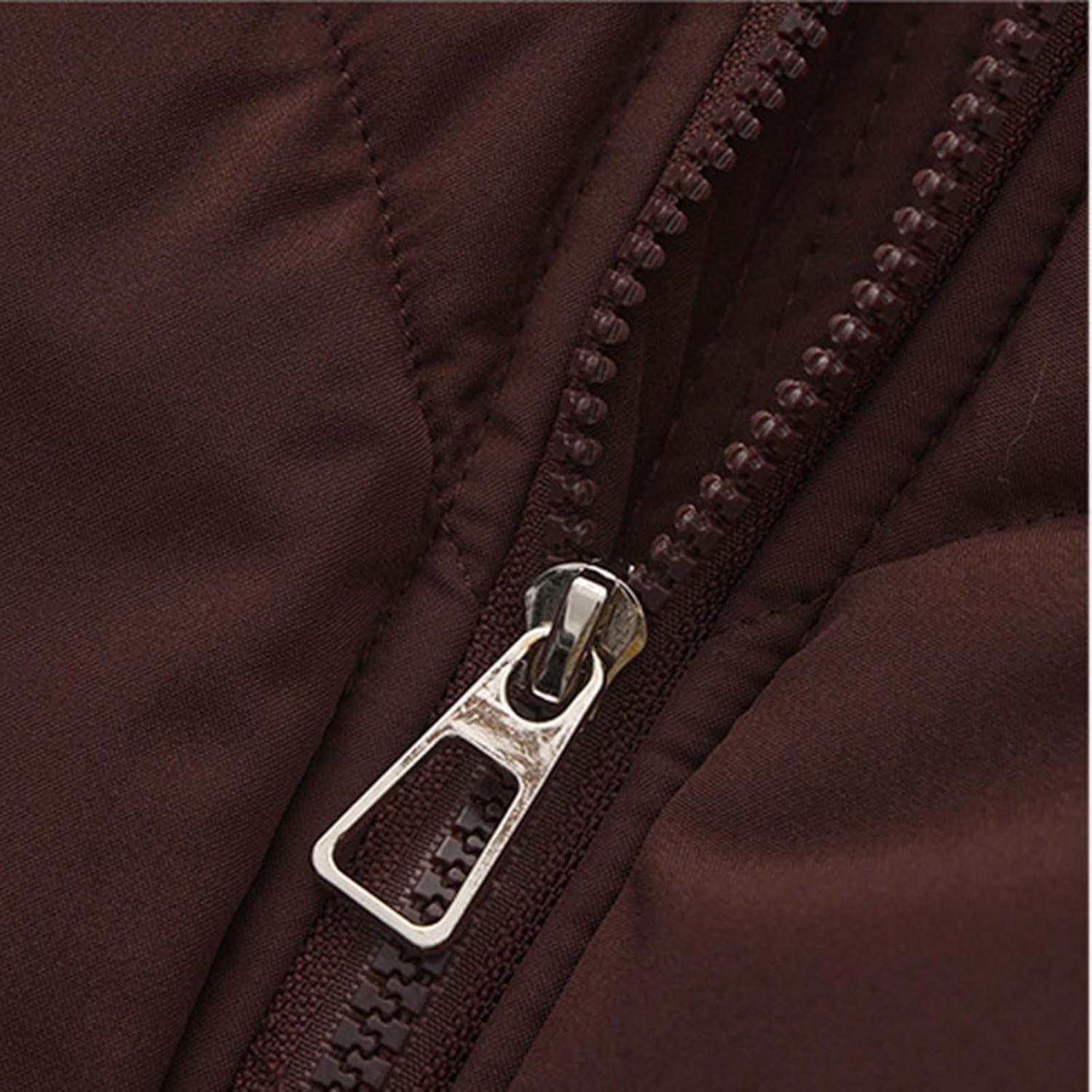 imagebawilom Womens Winter Cropped Puffer Jacket Long Sleeve Oversized Stand Collar ZipUp Short Coats with Faux Fur Hood OutwearBrown