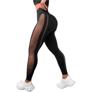 MakeMeChic Women’s Cut Out Sexy Leggings Criss Cross Skinny Pants Party Clubwear(Black H)
