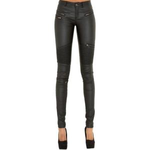 SHOWADAY Women’s Sexy Stretchy PU Leather Slim Fit Rider Pants Skinny Leggings(Black)