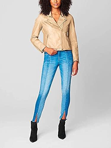 imageBLANKNYC Womens Luxury Clothing Semi Fitted Vegan Leather Motorcycle JacketNatural Light