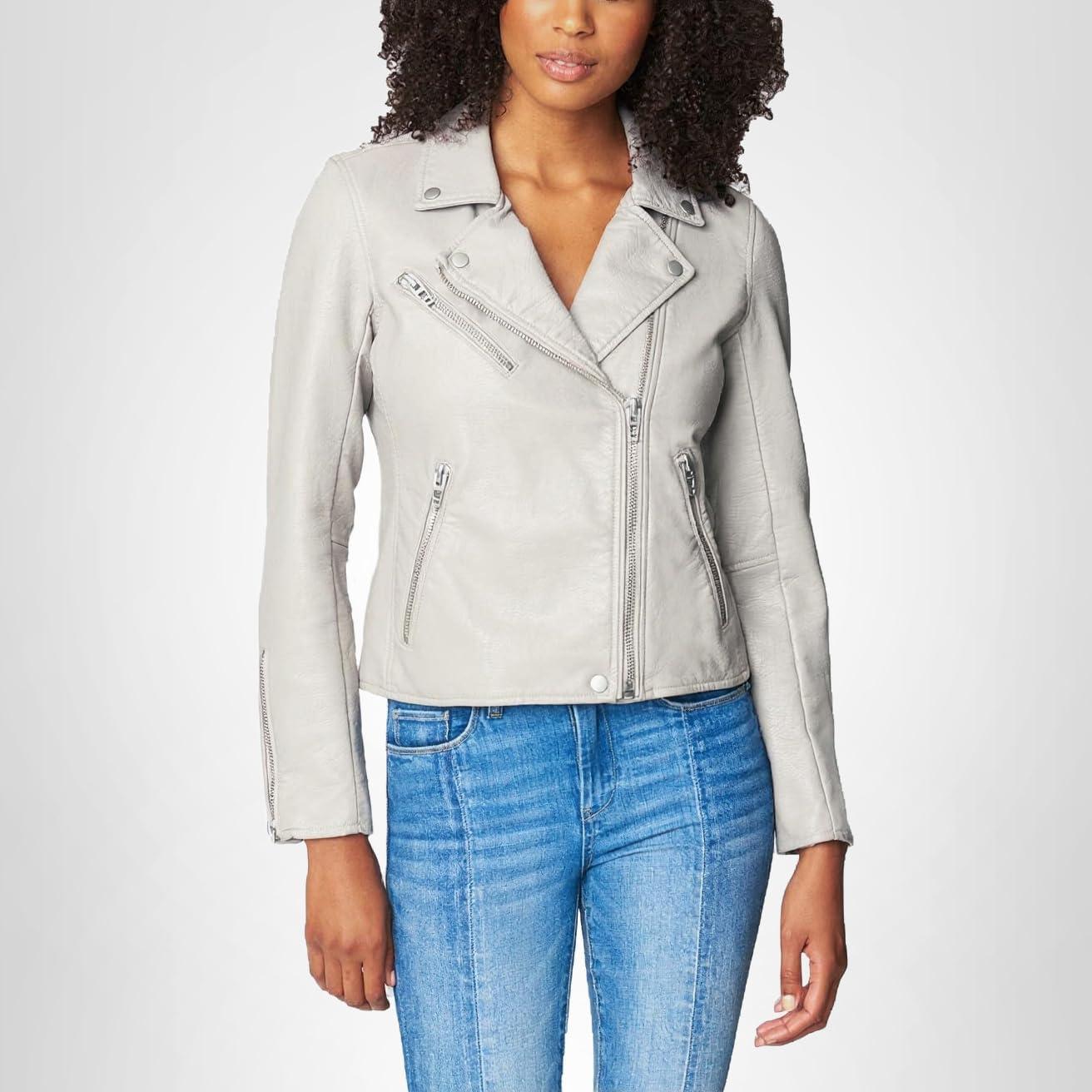 imageBLANKNYC Womens Luxury Clothing Semi Fitted Vegan Leather Motorcycle JacketOn the Rocks