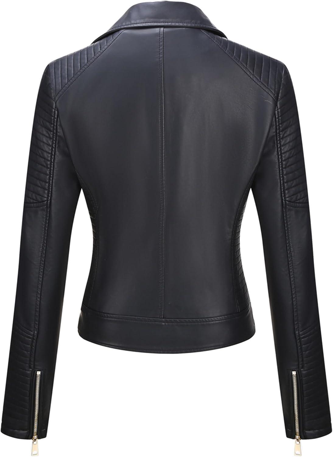 imageBellivera Womens Faux Leather Casual Jacket 2025 Spring Trendy Motorcycle Outfits Lightweight Classic CoatBlack