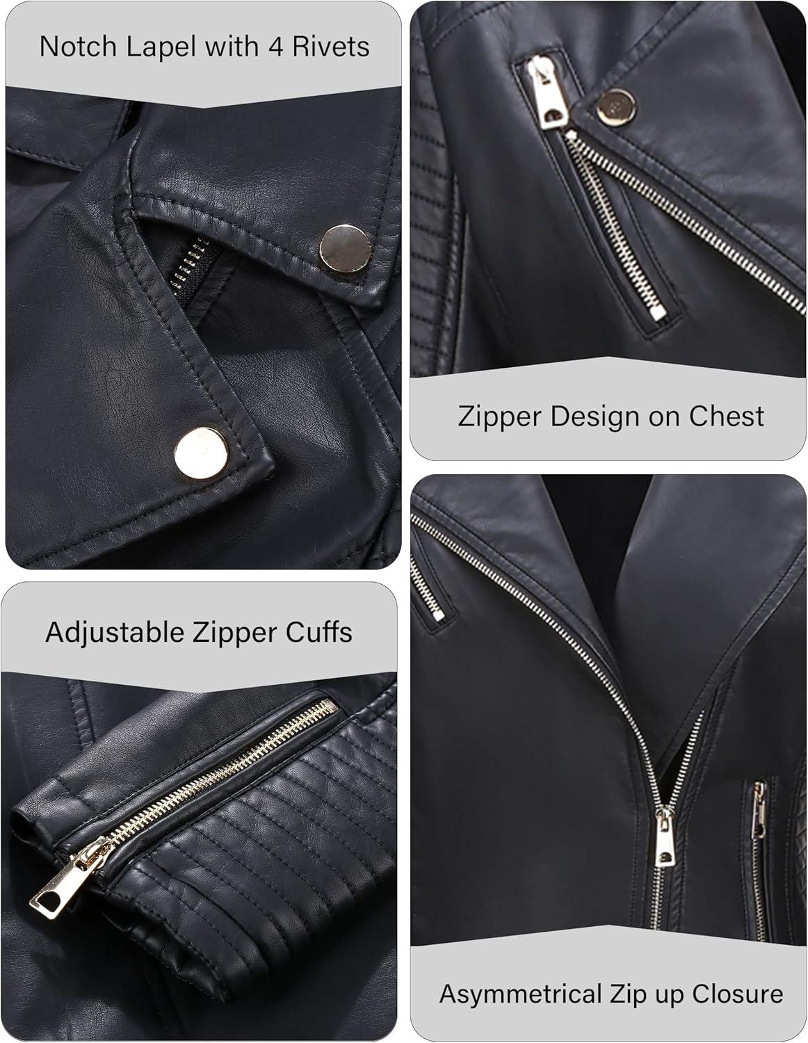 imageBellivera Womens Faux Leather Casual Jacket 2025 Spring Trendy Motorcycle Outfits Lightweight Classic CoatBlack