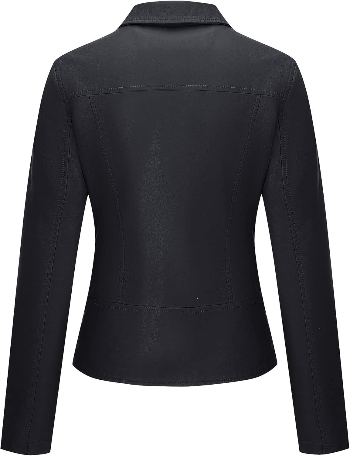 imageBellivera Womens Faux Leather Casual Jacket 2025 Spring Trendy Motorcycle Outfits Lightweight Classic CoatBlack With Belt