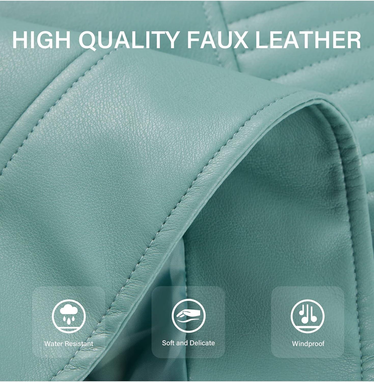 imageBellivera Womens Faux Leather Casual Jacket 2025 Spring Trendy Motorcycle Outfits Lightweight Classic CoatTiffany Blue