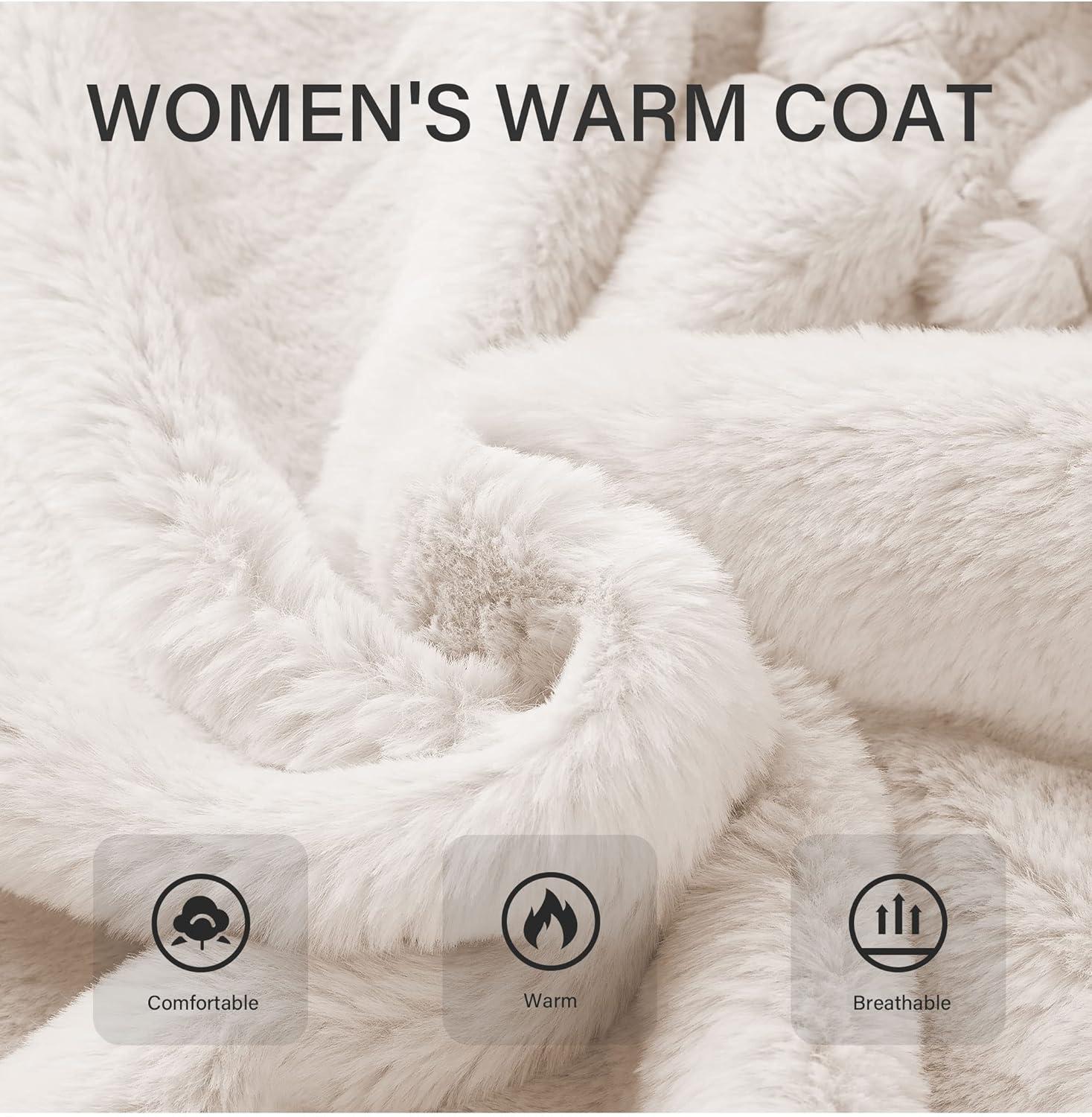 imageBellivera Womens Leopard Print Fleece Coat Spring and Winter Fashion Fuzzy Jacket Faux Fur Fluffy Cardigan OvercoatWhite Faux Fur Coat