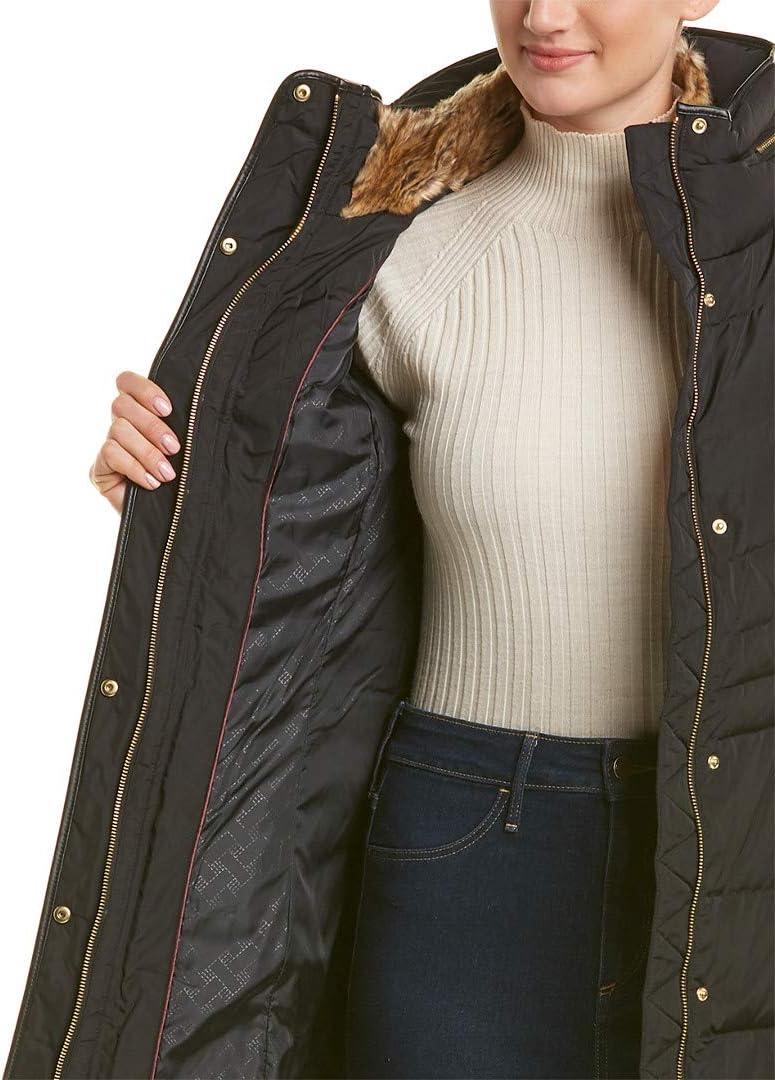 imageCole Haan womens Mid Length Down Coat With Bib FrontBlack