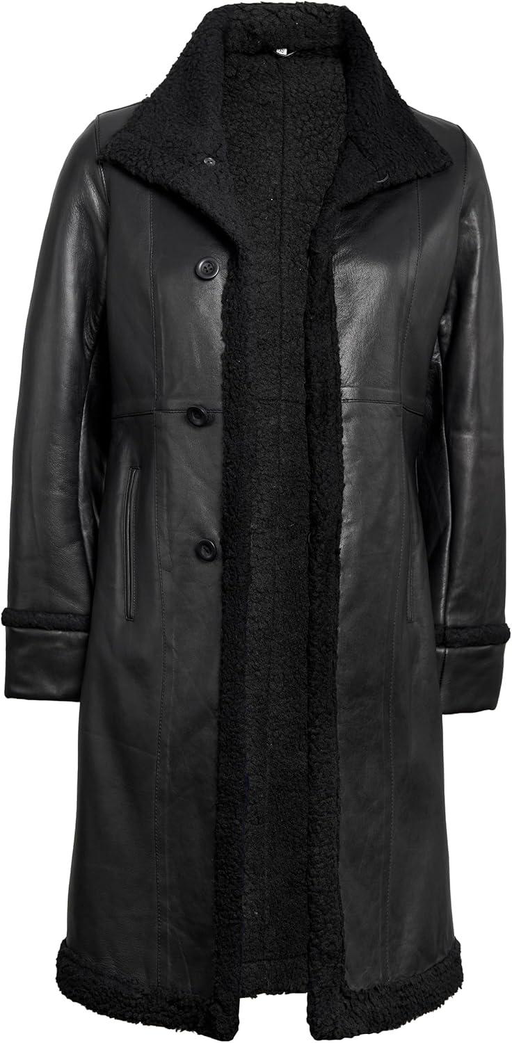 imageDecrum Leather Coat Women Real Lambskin Stylish Leather Coat for Women