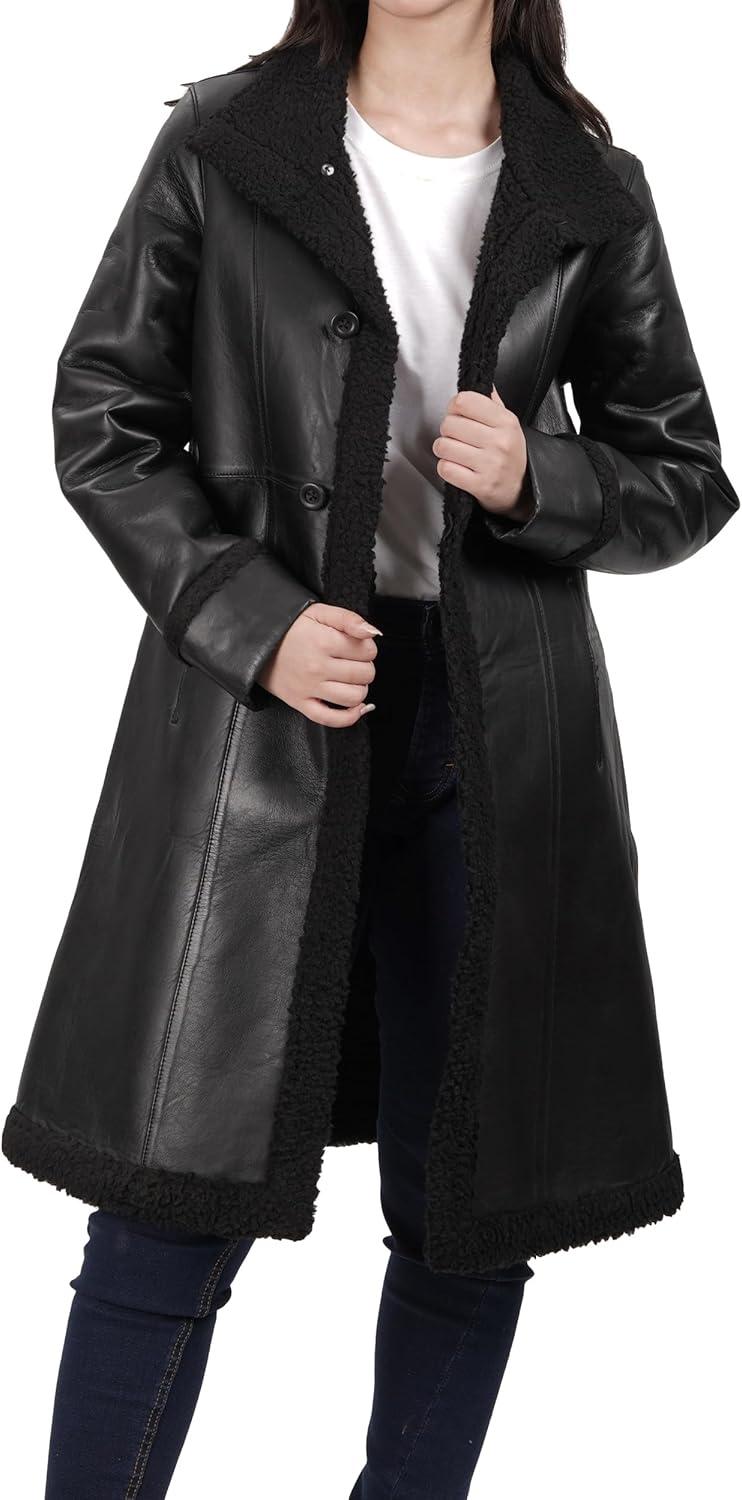 imageDecrum Leather Coat Women Real Lambskin Stylish Leather Coat for Women