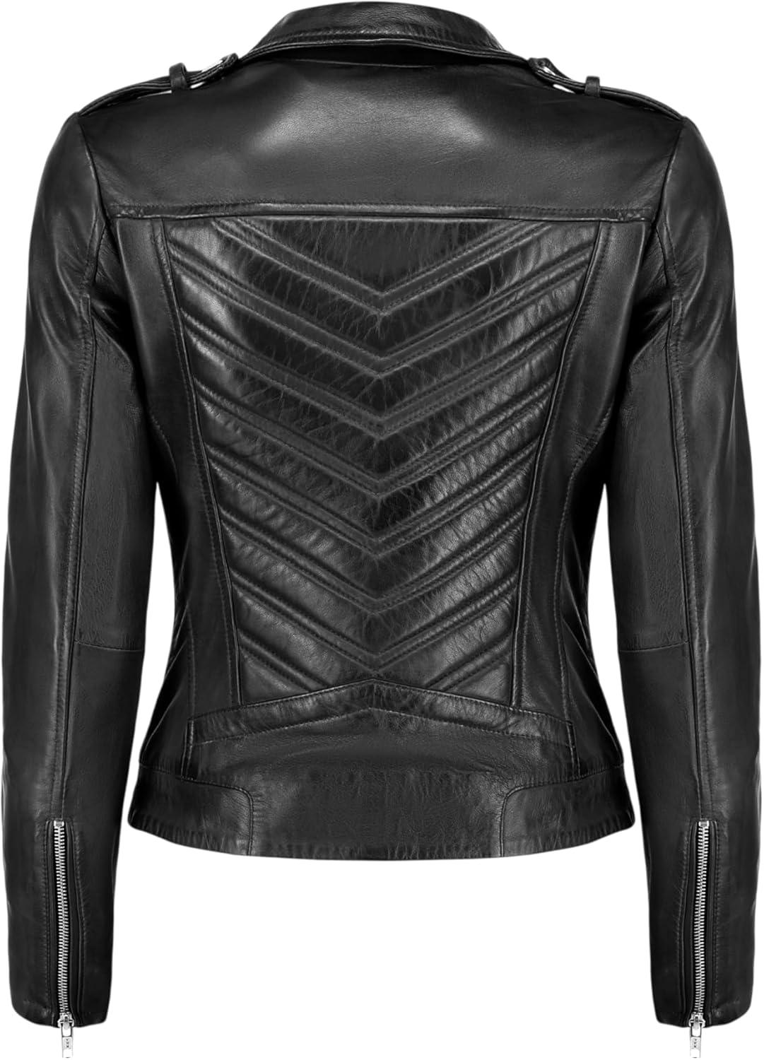 imageJild Biker Style Vintage Leather Jacket Women Casual Fashion Motorcycle ZipUp Lightweight Coat Collar Women Leather JacketBlack