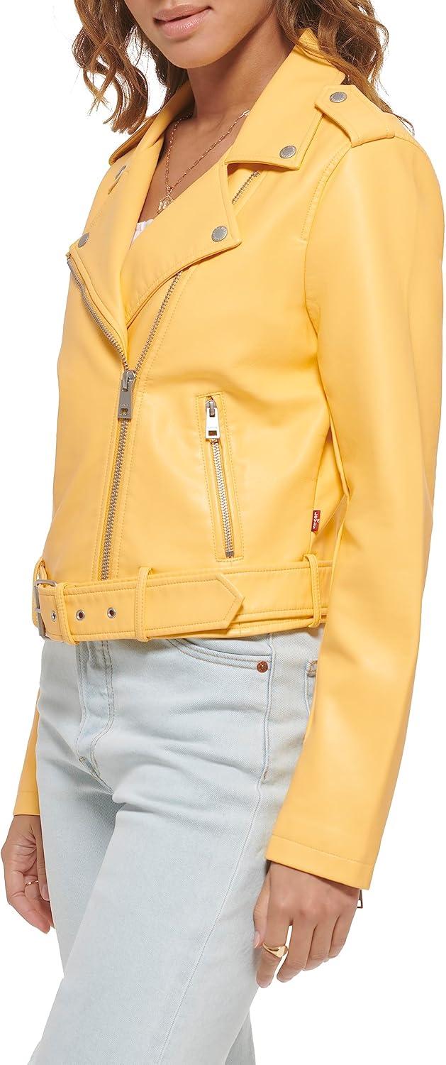 imageLevis Womens The Belted Faux Leather Moto Jacket Regular amp Plus SizeAmberCream