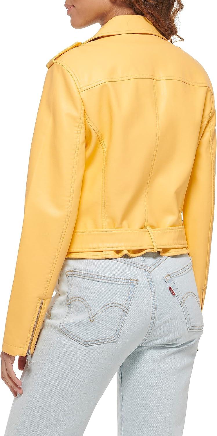 imageLevis Womens The Belted Faux Leather Moto Jacket Regular amp Plus SizeAmberCream