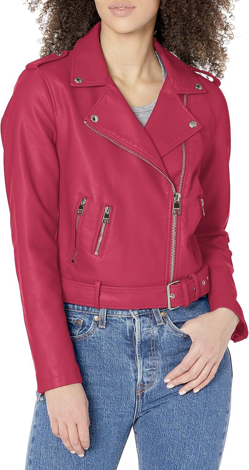 imageLevis Womens The Belted Faux Leather Moto Jacket Regular amp Plus SizeBerry