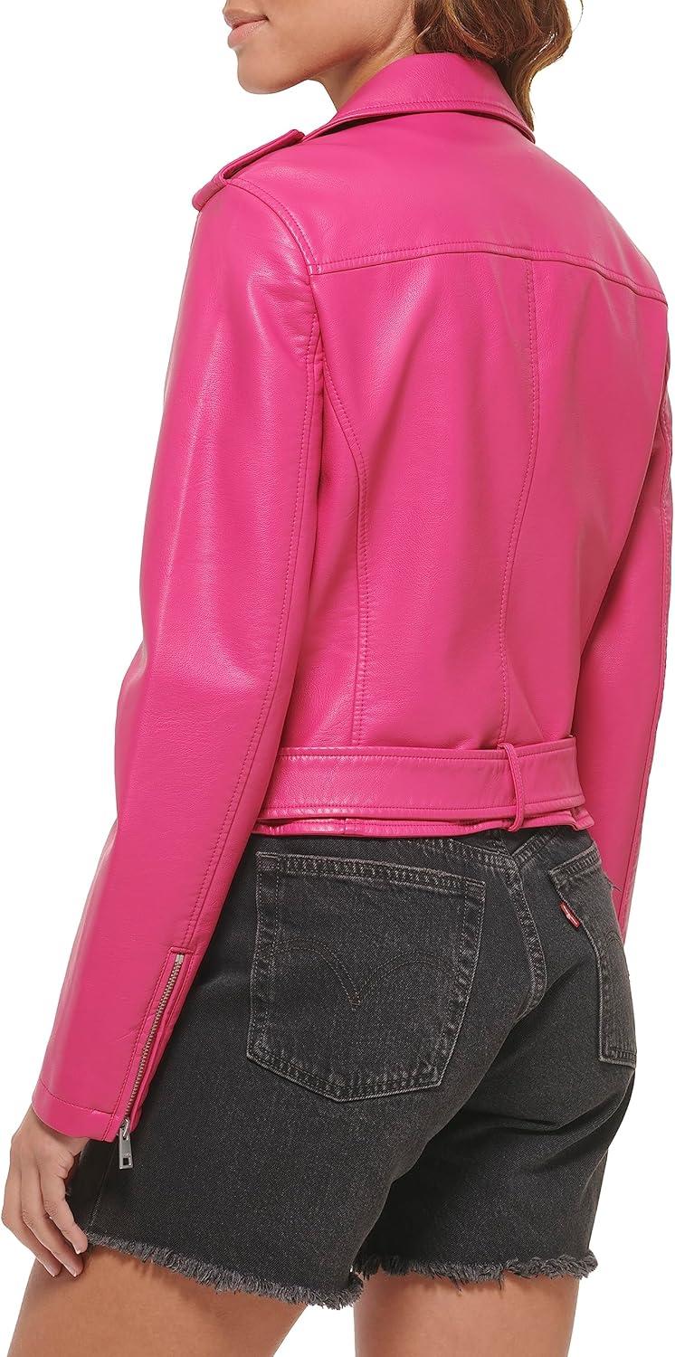 imageLevis Womens The Belted Faux Leather Moto Jacket Regular amp Plus SizeBerry