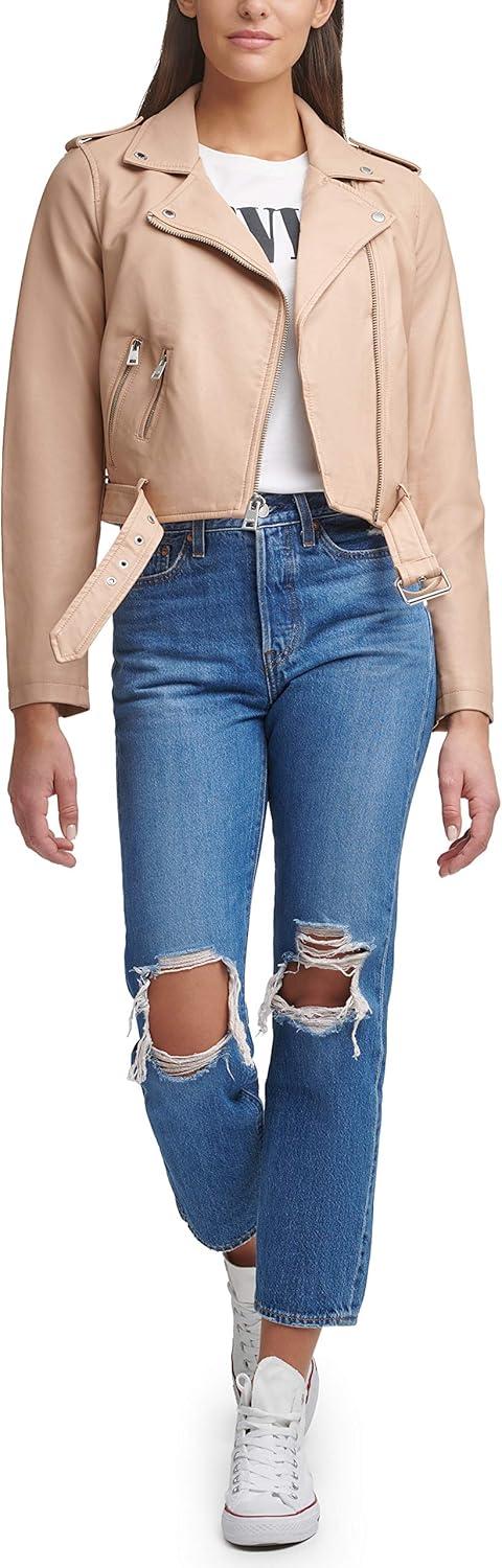 imageLevis Womens The Belted Faux Leather Moto Jacket Regular amp Plus SizeBiscotti