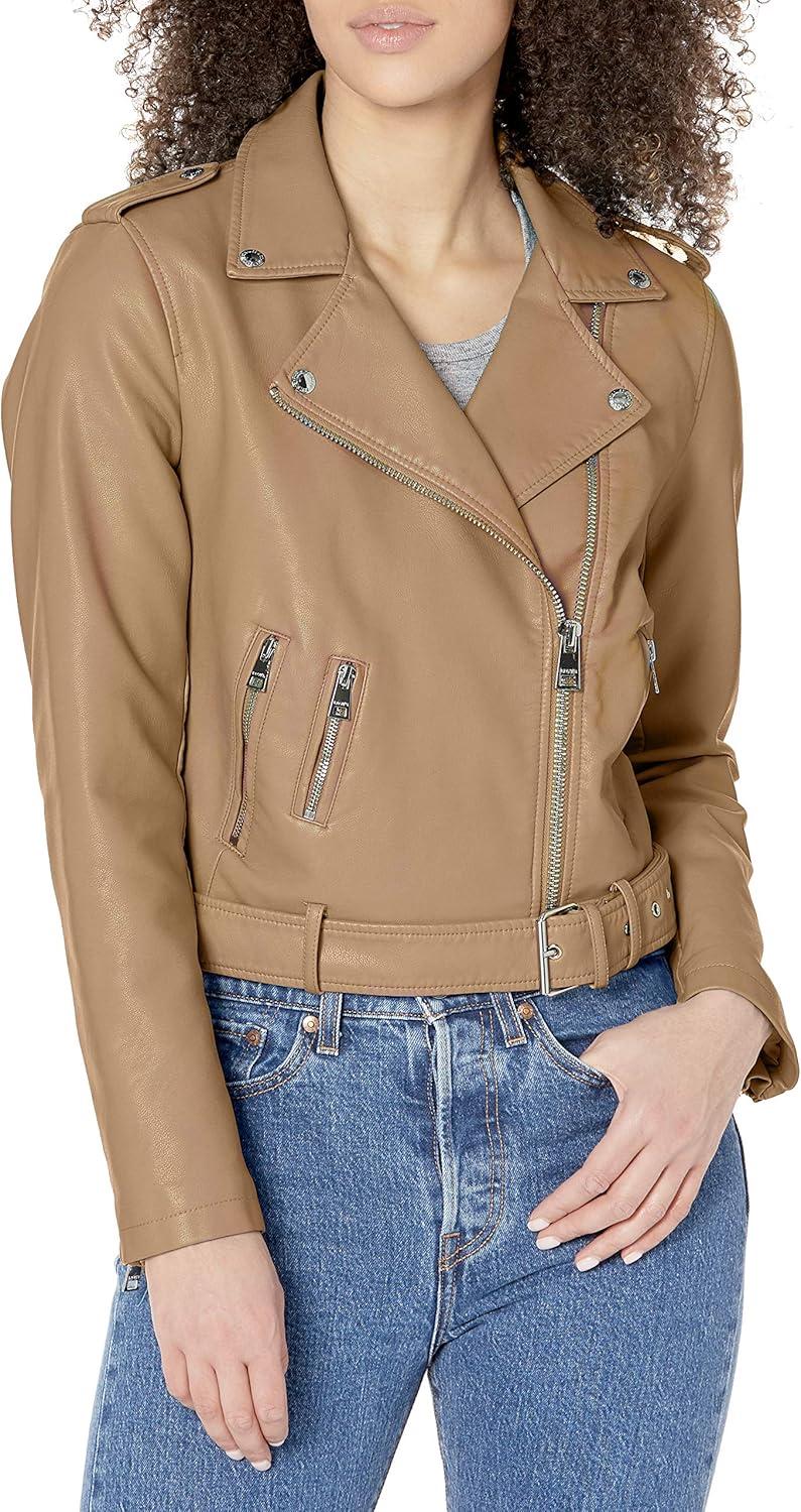 imageLevis Womens The Belted Faux Leather Moto Jacket Regular amp Plus SizeBiscotti