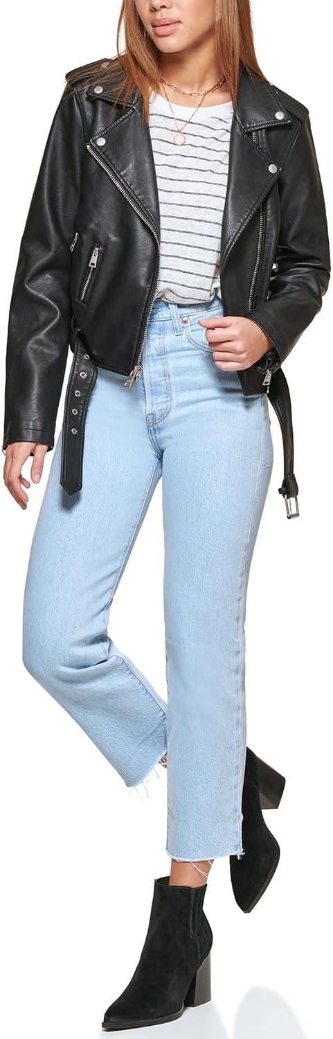 imageLevis Womens The Belted Faux Leather Moto Jacket Regular amp Plus SizeBlack
