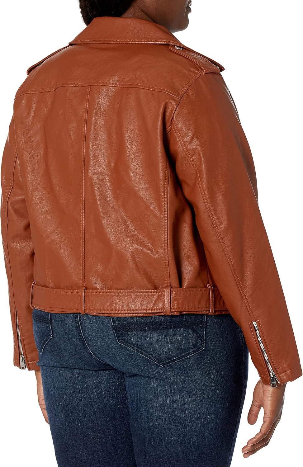 imageLevis Womens The Belted Faux Leather Moto Jacket Regular amp Plus SizeCamel
