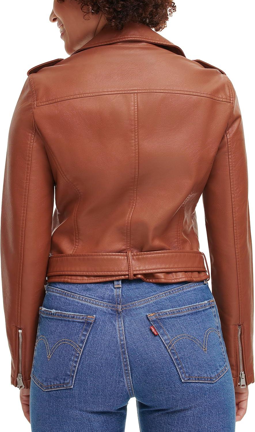 imageLevis Womens The Belted Faux Leather Moto Jacket Regular amp Plus SizeCamel