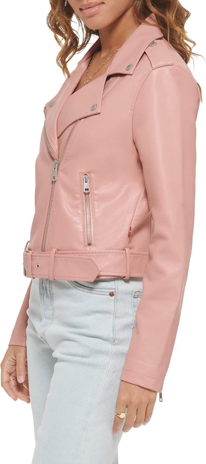 imageLevis Womens The Belted Faux Leather Moto Jacket Regular amp Plus SizeCameo Pink