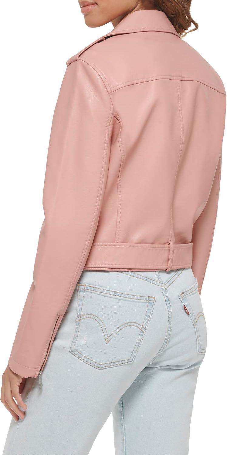 imageLevis Womens The Belted Faux Leather Moto Jacket Regular amp Plus SizeCameo Pink