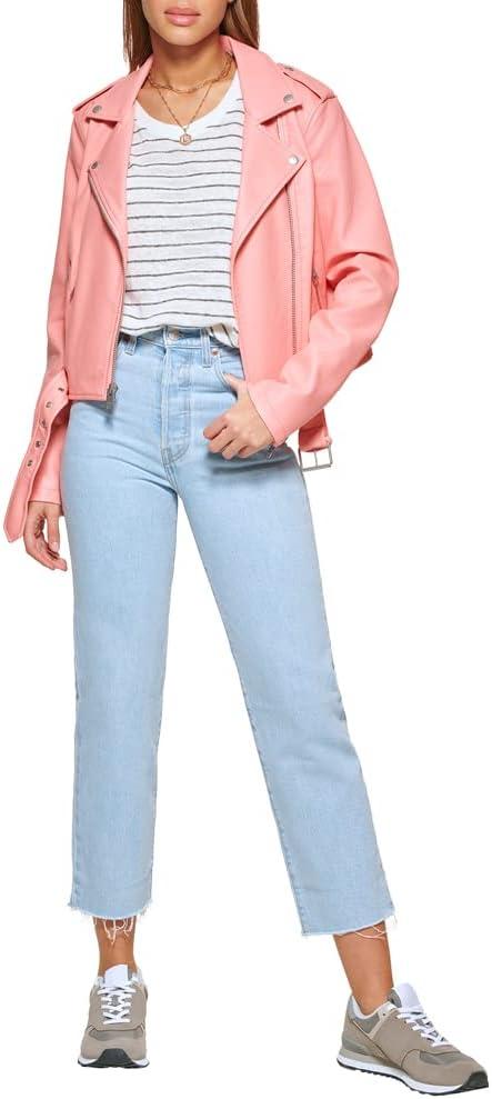 imageLevis Womens The Belted Faux Leather Moto Jacket Regular amp Plus SizeCoral