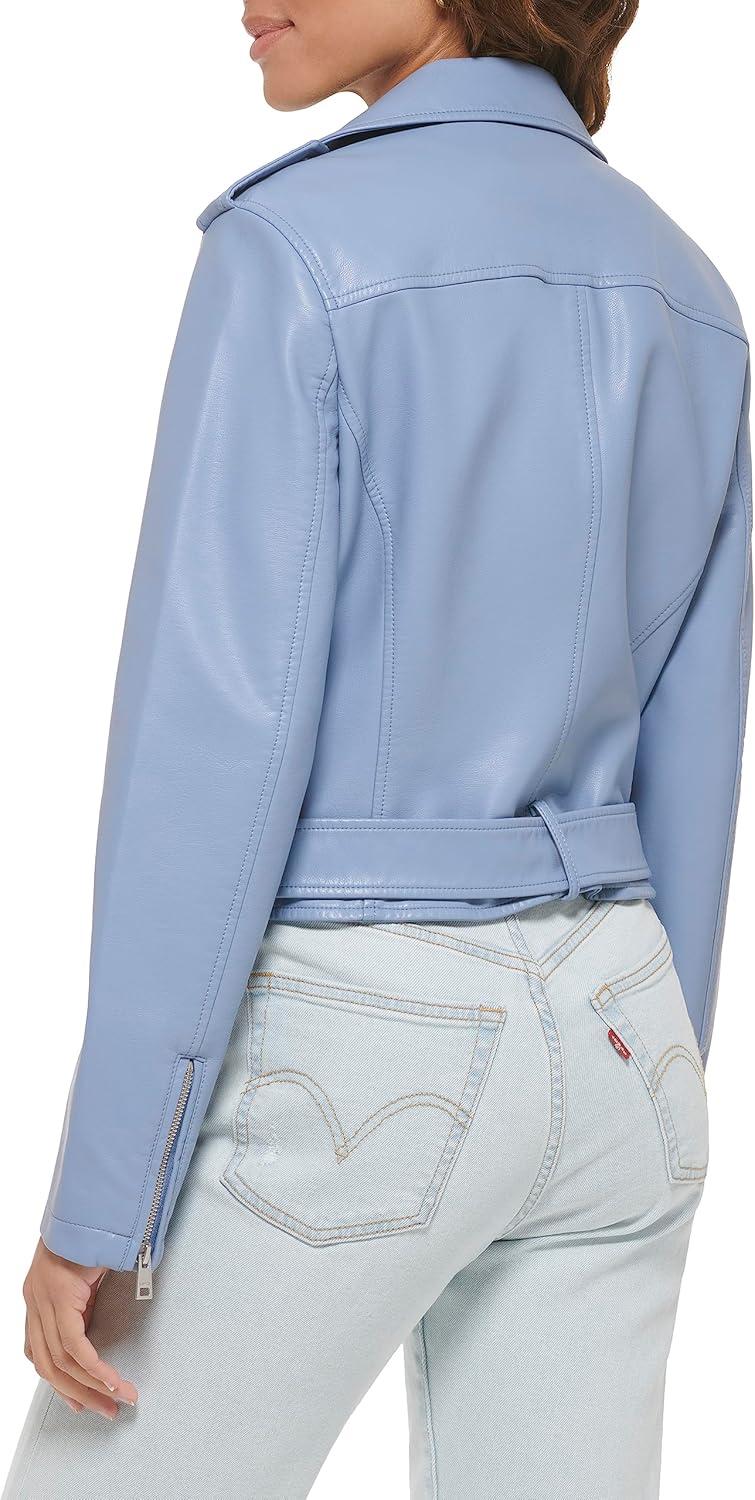 imageLevis Womens The Belted Faux Leather Moto Jacket Regular amp Plus SizeCountry Blue