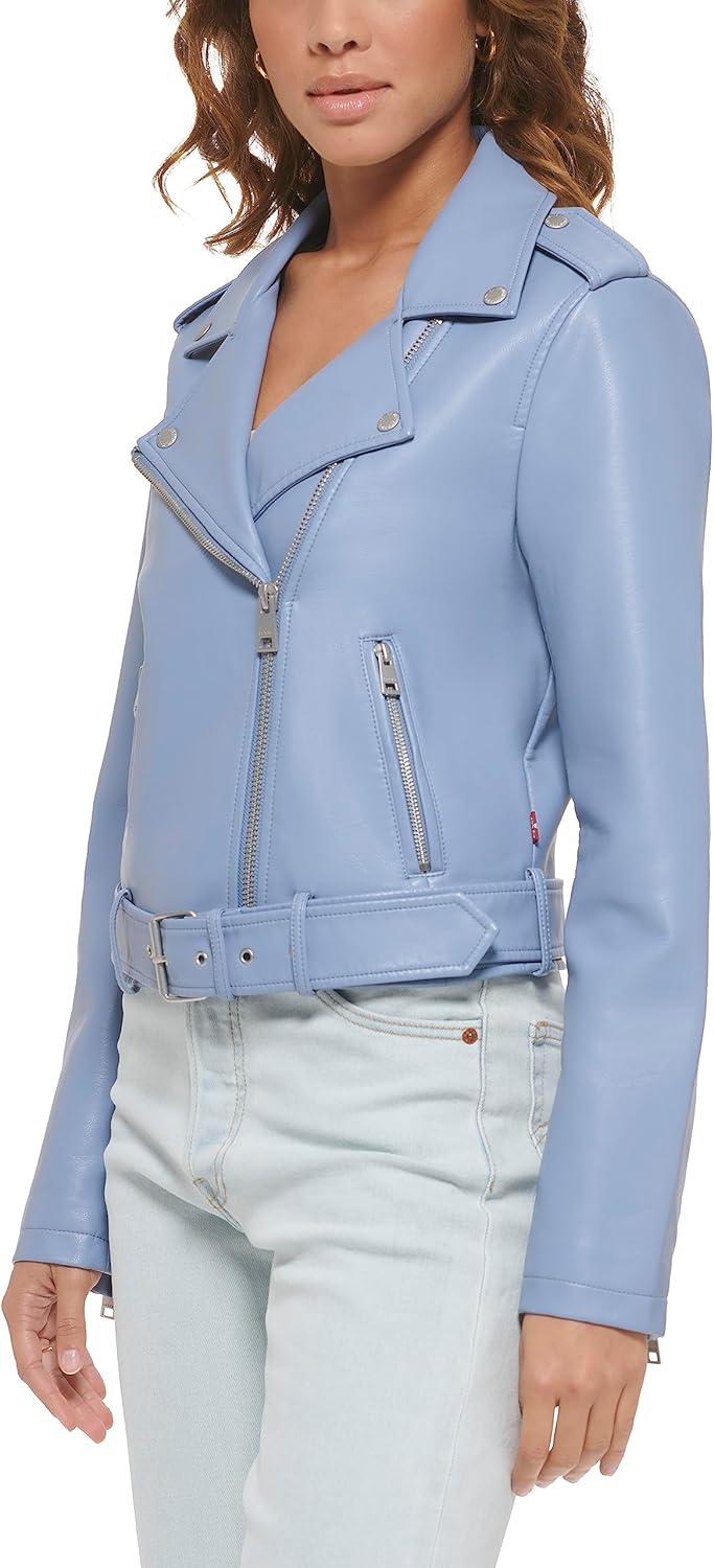 imageLevis Womens The Belted Faux Leather Moto Jacket Regular amp Plus SizeCountry Blue
