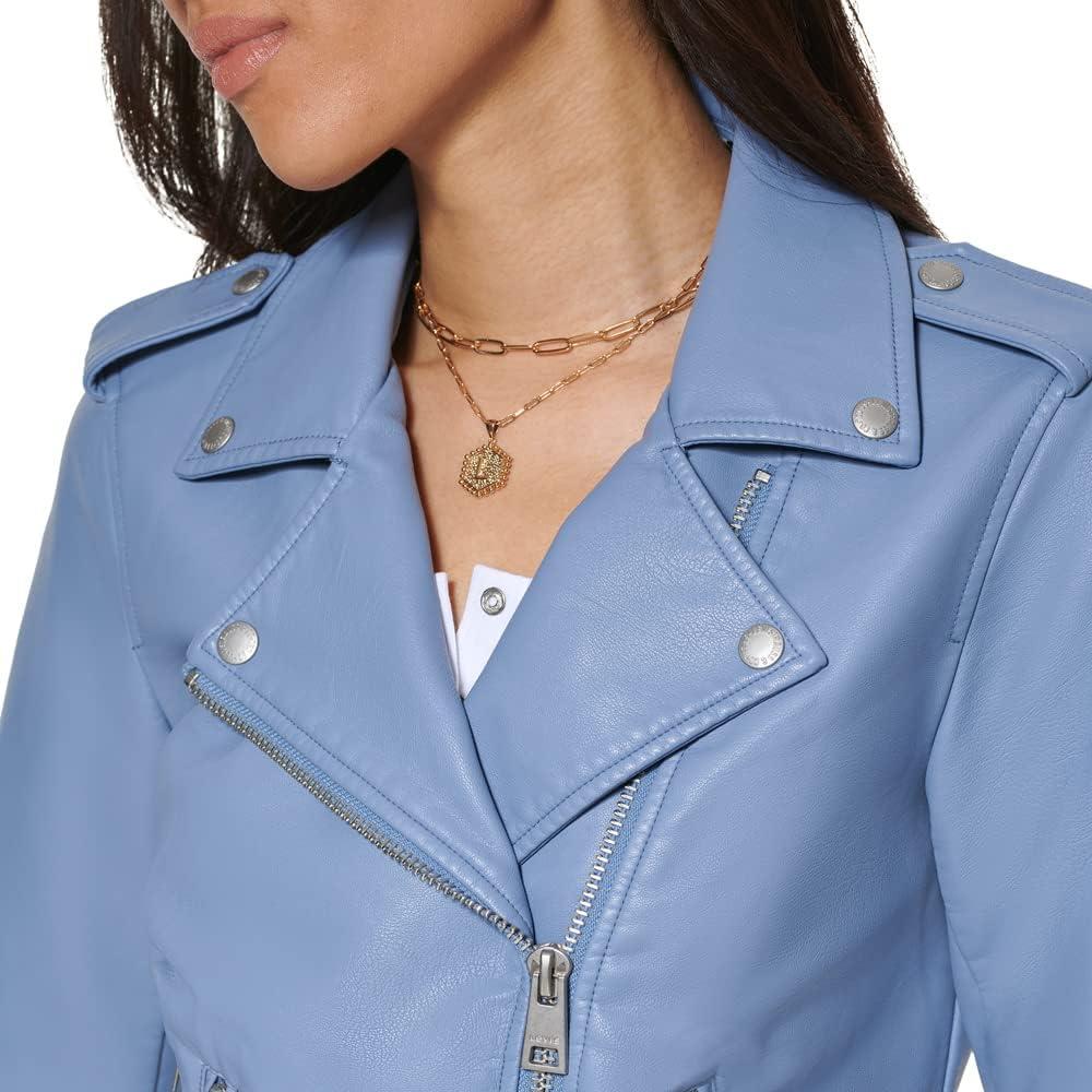 imageLevis Womens The Belted Faux Leather Moto Jacket Regular amp Plus SizeCountry Blue