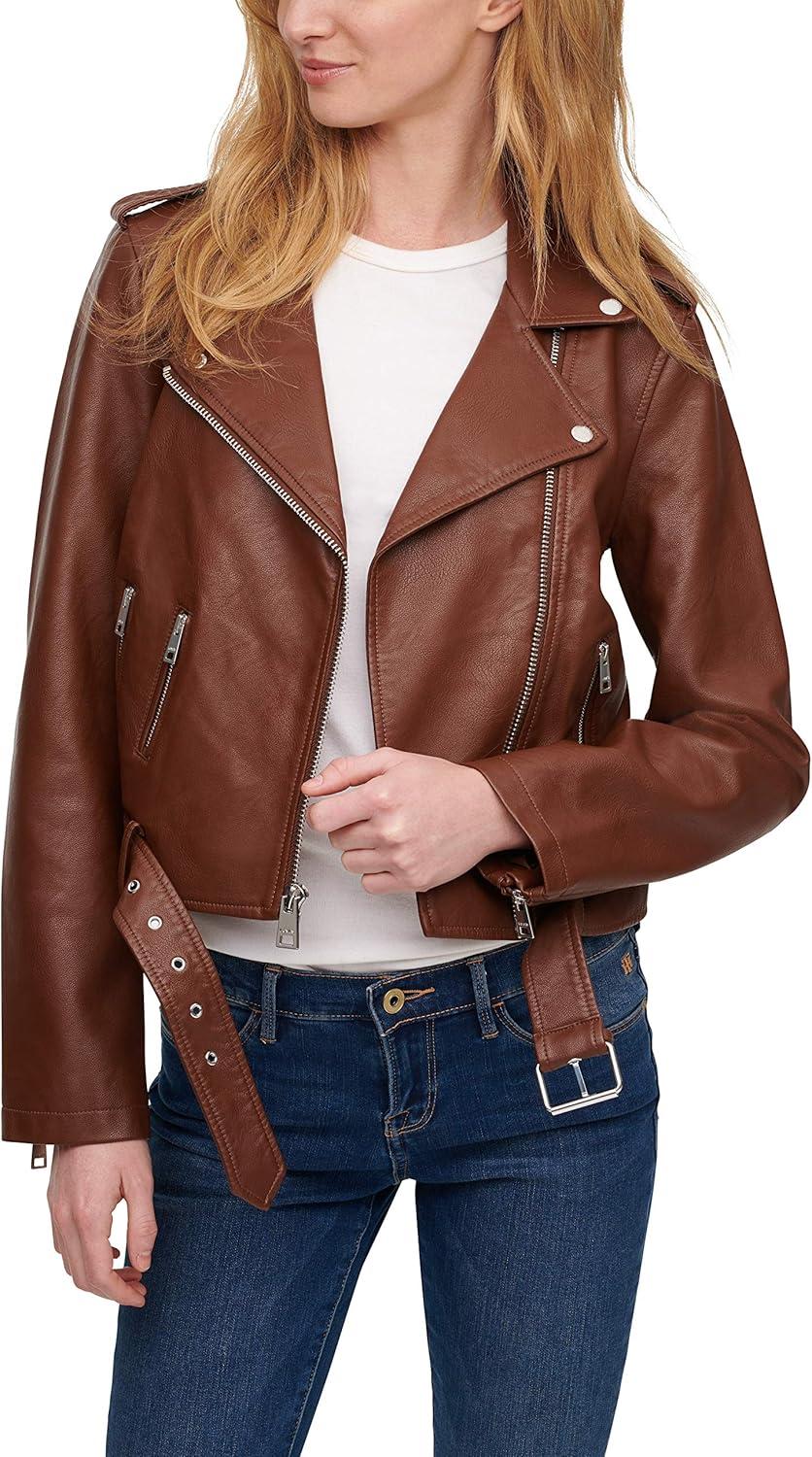 imageLevis Womens The Belted Faux Leather Moto Jacket Regular amp Plus SizeDark Brown
