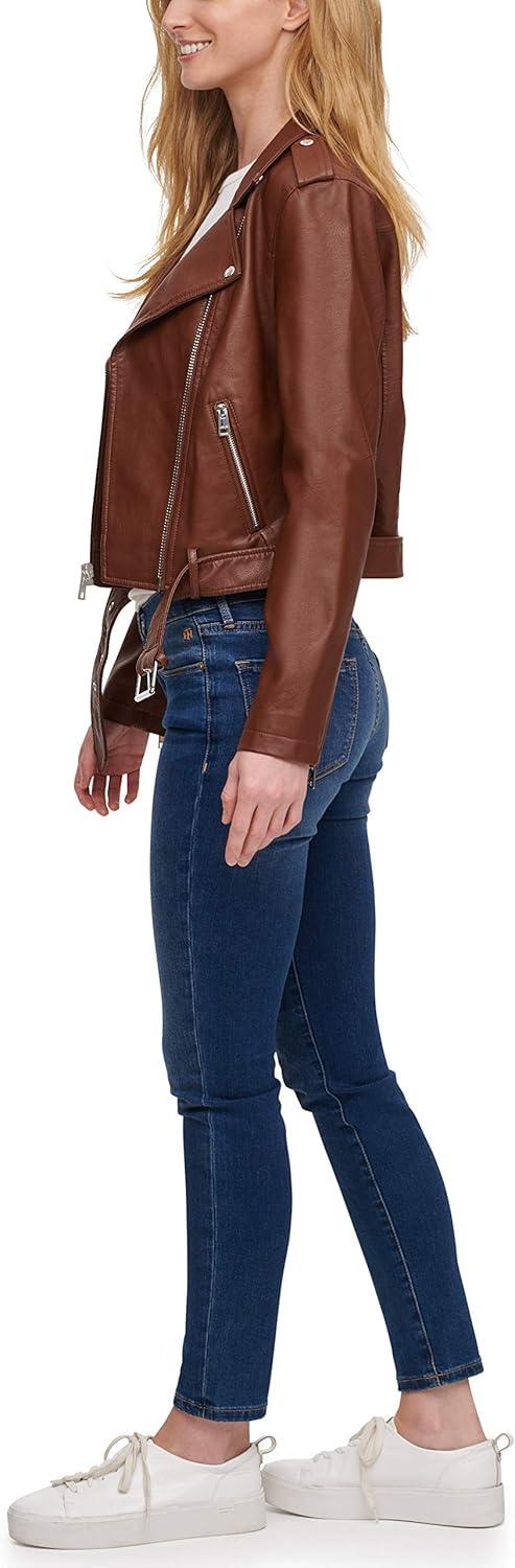 imageLevis Womens The Belted Faux Leather Moto Jacket Regular amp Plus SizeDark Brown
