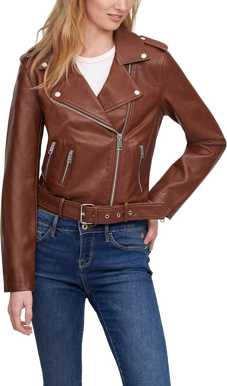 imageLevis Womens The Belted Faux Leather Moto Jacket Regular amp Plus SizeDark Brown