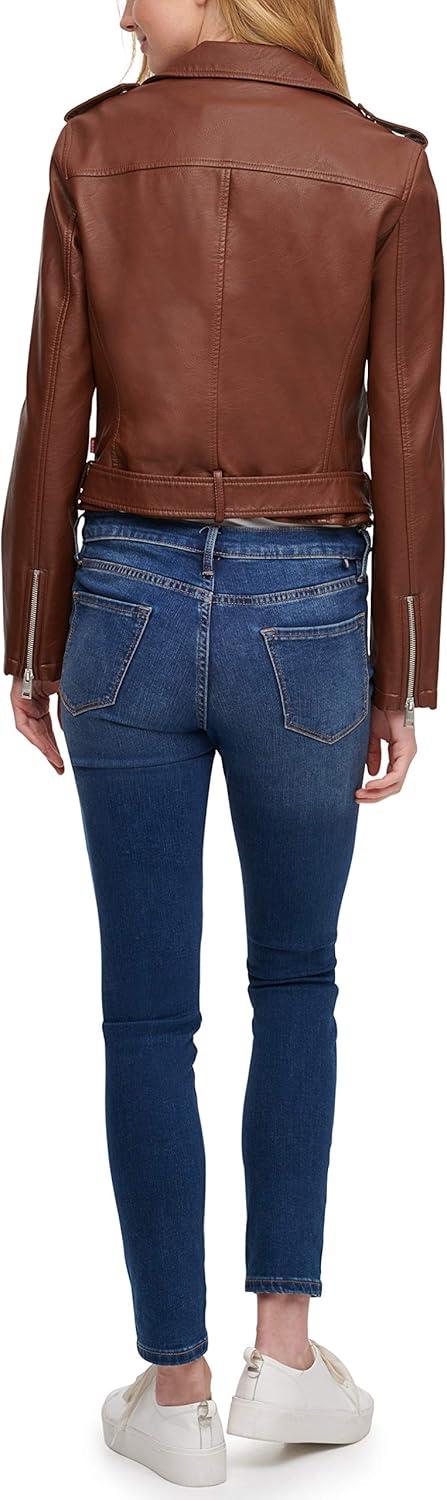 imageLevis Womens The Belted Faux Leather Moto Jacket Regular amp Plus SizeDark Brown