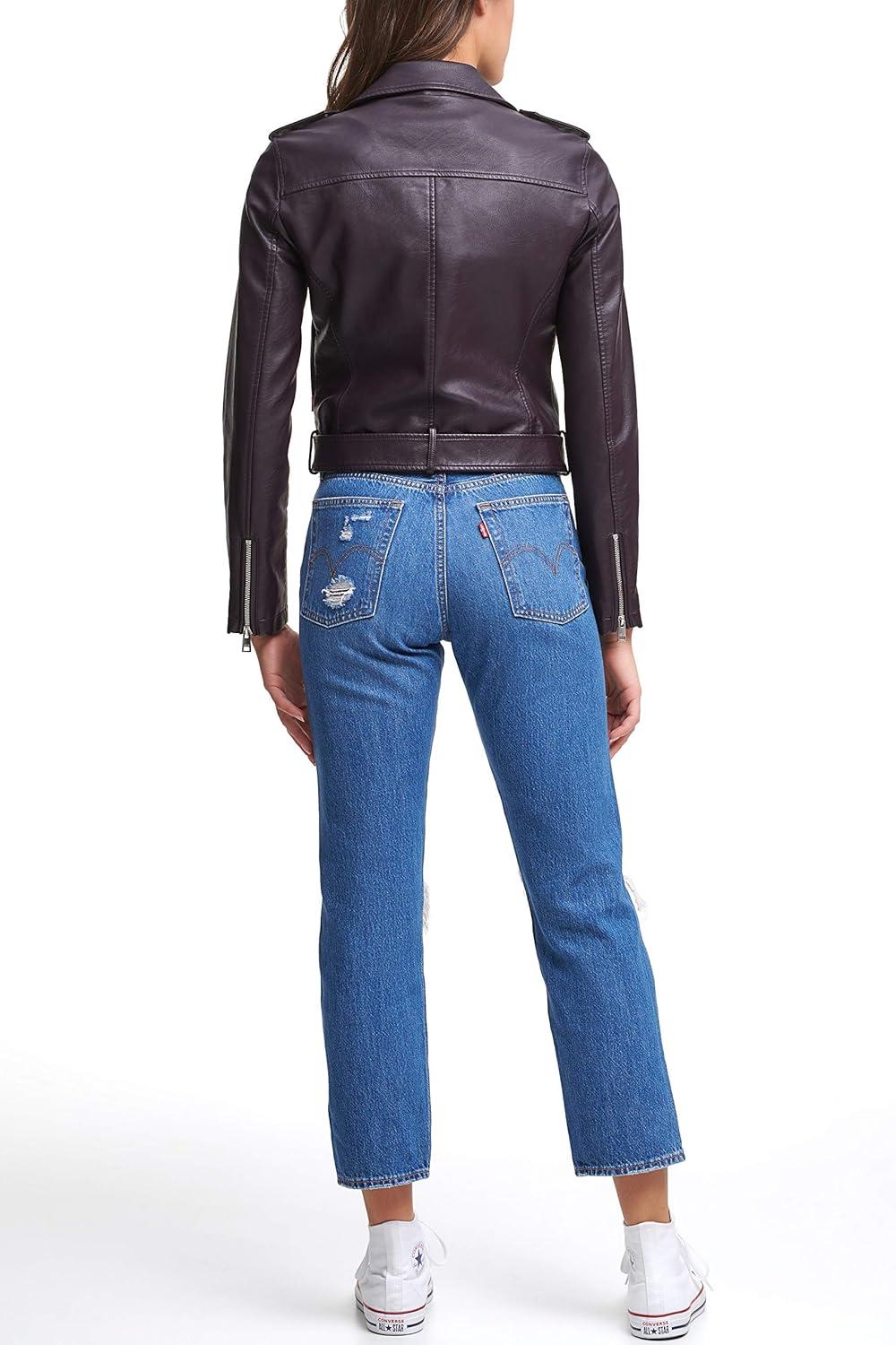 imageLevis Womens The Belted Faux Leather Moto Jacket Regular amp Plus SizeDeep Purple