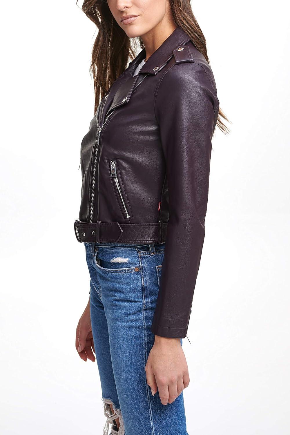 imageLevis Womens The Belted Faux Leather Moto Jacket Regular amp Plus SizeDeep Purple