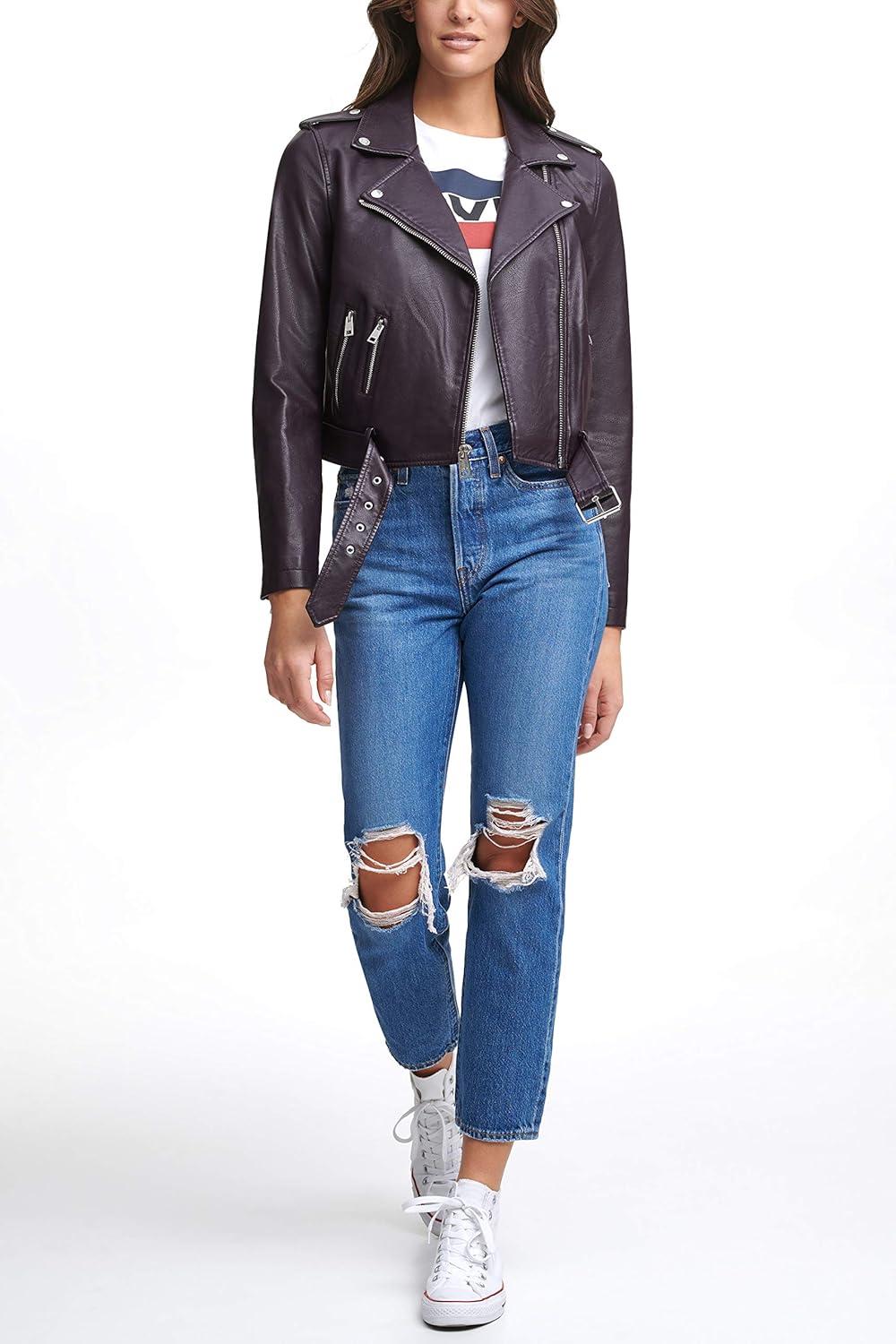 imageLevis Womens The Belted Faux Leather Moto Jacket Regular amp Plus SizeDeep Purple
