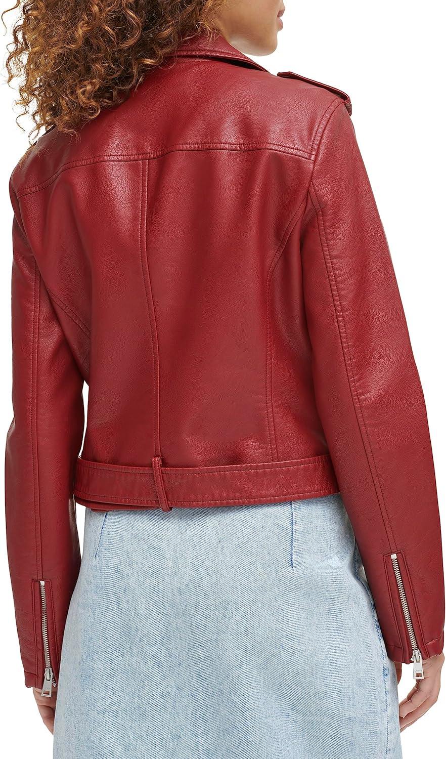 imageLevis Womens The Belted Faux Leather Moto Jacket Regular amp Plus SizeDeep Red