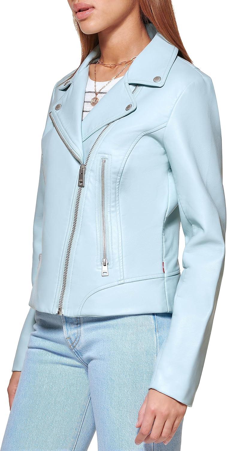 imageLevis Womens The Belted Faux Leather Moto Jacket Regular amp Plus SizeDusty Blue