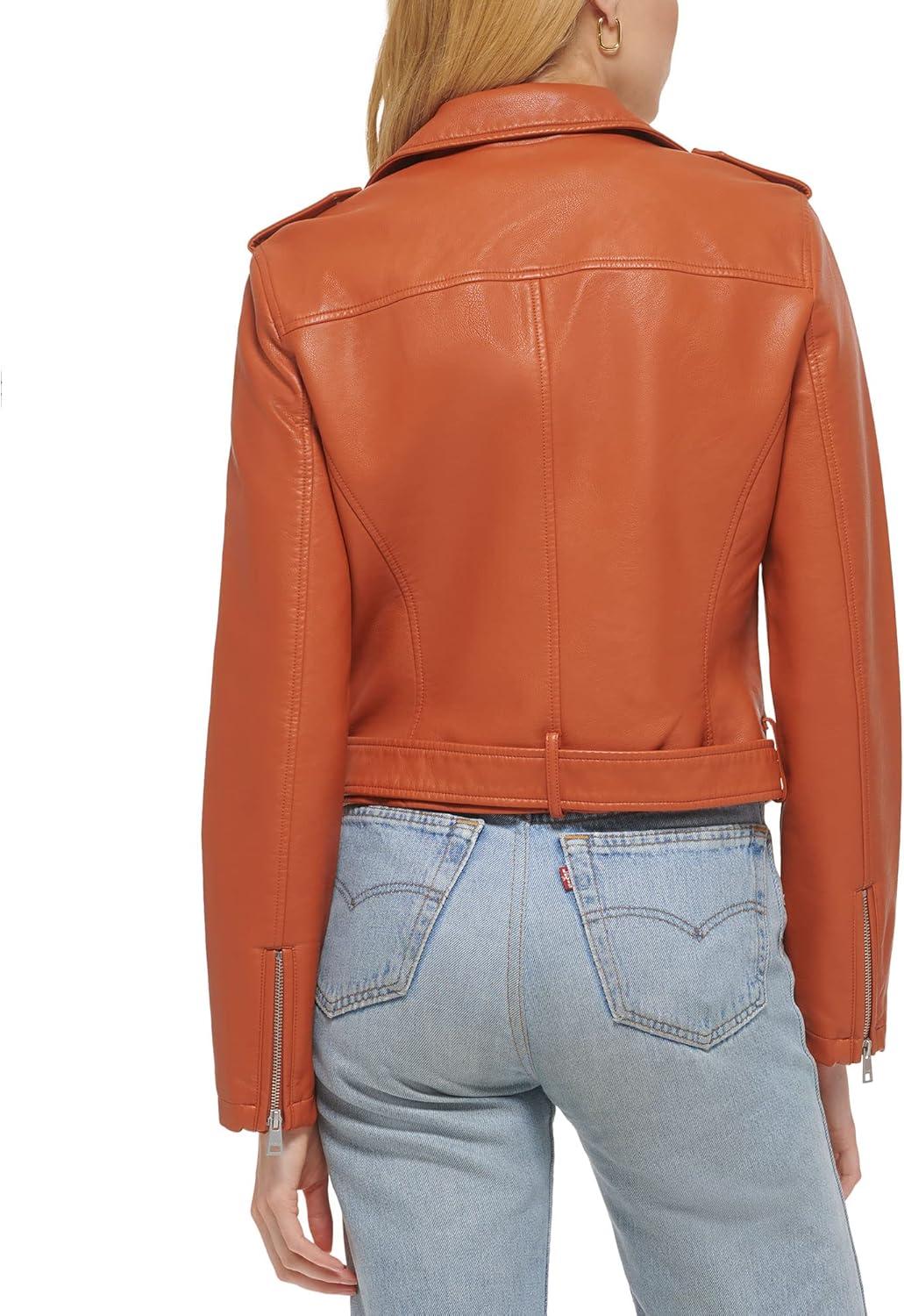 imageLevis Womens The Belted Faux Leather Moto Jacket Regular amp Plus SizeGolden Brown