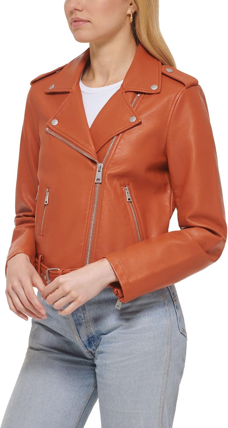 imageLevis Womens The Belted Faux Leather Moto Jacket Regular amp Plus SizeGolden Brown