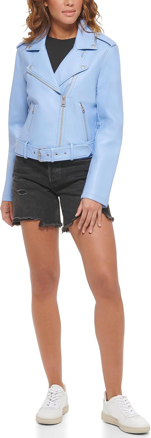 imageLevis Womens The Belted Faux Leather Moto Jacket Regular amp Plus SizeHydrangea
