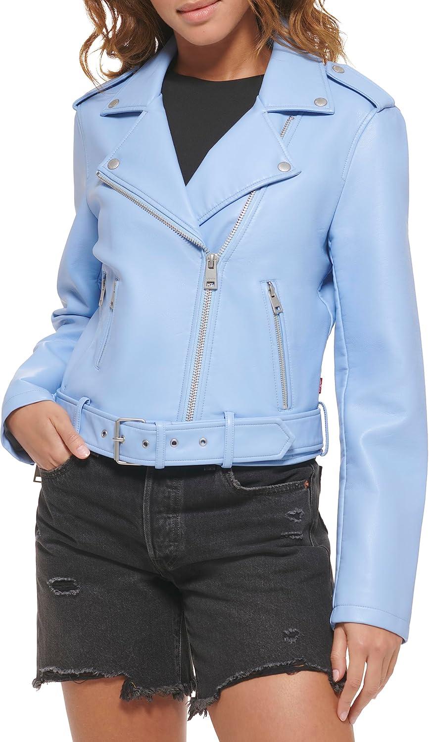 imageLevis Womens The Belted Faux Leather Moto Jacket Regular amp Plus SizeHydrangea